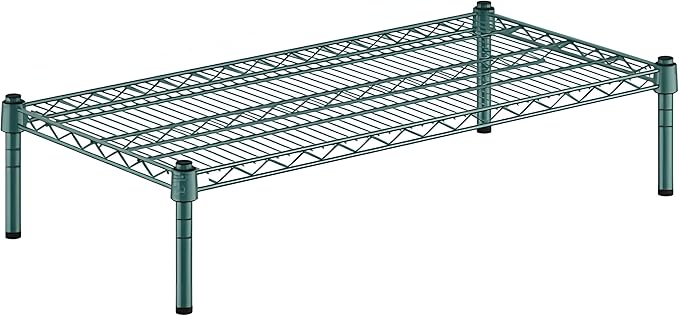 18" x 36" x 8" Green Epoxy Wire Storage Shelf, Dunnage Rack, Commercial 1 Tier Small Shelf