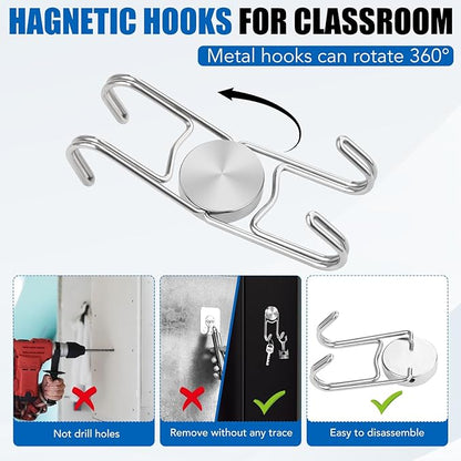 LOVIMAG Magnetic Hooks, 80lbs+ 2026 Cruise Cabin Ship Essentials Magnet Hook Heavy Duty Strong Magnets Refrigerator Fridge Hanging for Classroom Beach Vacation Kitchen Home Must Haves 5 Pcs (Silver)