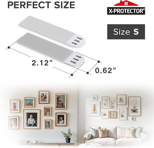 X-Protector Picture Hanging Strips - 20 Pairs Damage Free Picture Hangers - Self Adhesive Hangers Without Nails - Heavy Duty Wall Hanging Strips - Wall Sticky for Hanging Up to 10 LBS (Size S)