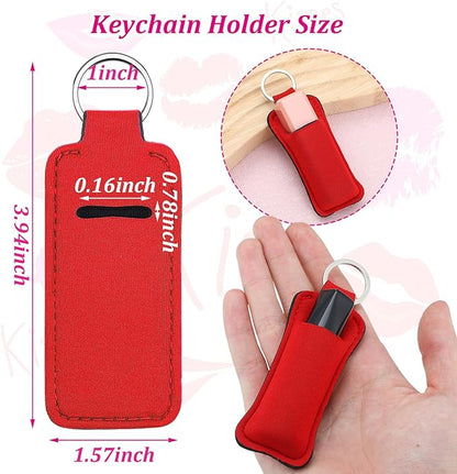 Yisong 40/60/ 80 Pack Lipstick Holder Keychains Bulk Neoprene Lip Balm Holder Keychain Lip Gloss Sleeve Pocket Women Presents