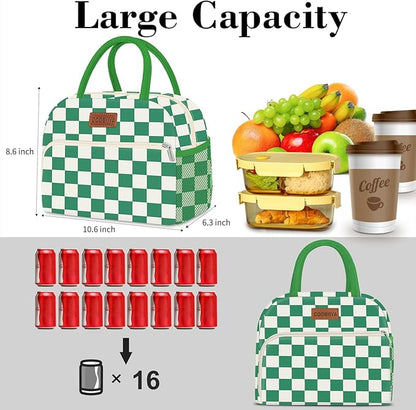 Coobiiya Lunch Bag Lunch Box for Women Men, Cute Lunch Tote Bags Insulated Reusable LunchBags Large Capacity Cooler Bag for Work Travel Picnic adults