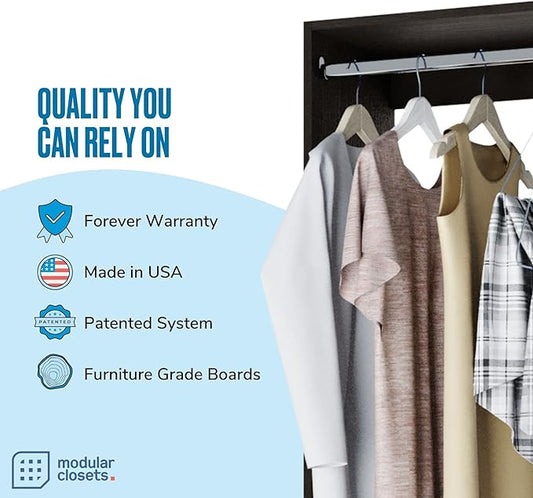 Medium Hanging Closet Unit - Modular Closet System For Hanging - Corner Closet System - Closet Organizers And Storage Shelves (Grey, 22.5 inches Wide) Closet Shelves