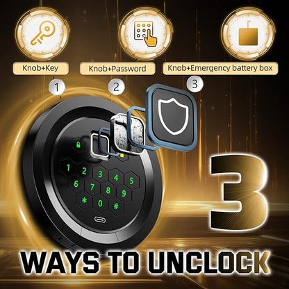 8-10 Gun Safe for Rifles and Pistols, Gun Cabinets for Rifles and Shotguns with Digital Keypad & LED Light, Rifle Safe with Removable Shelves and Alarm System, Easy Assembly Gun Locker