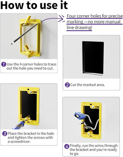 VCE Low Voltage Mounting Bracket (1 Gang, 5 Pack) for Single Gang Wall Plate, Telephone Wires, Network Cables, HDMI, Coaxial, Speaker Cables, Yellow