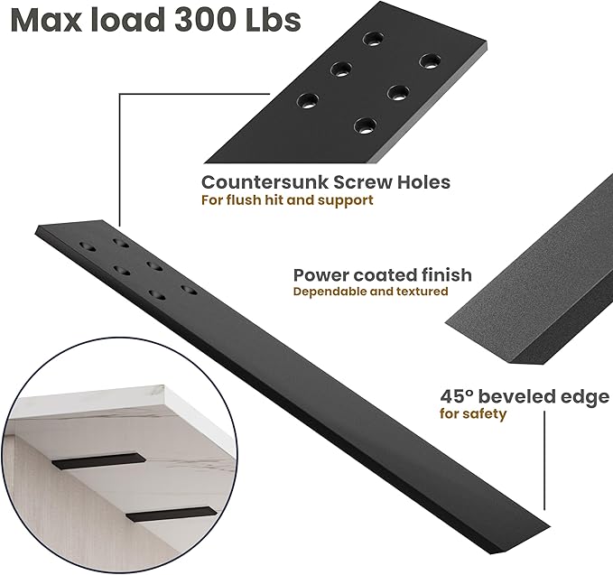 BATODA 12" Countertop Support Brackets (4 pcs) for Granite - Heavy Duty L Shelf Bracket - Wall Mounted Support for DIY Open Shelving – Knee Wall Support - Mounting Hardware Included ( Pack 4 )
