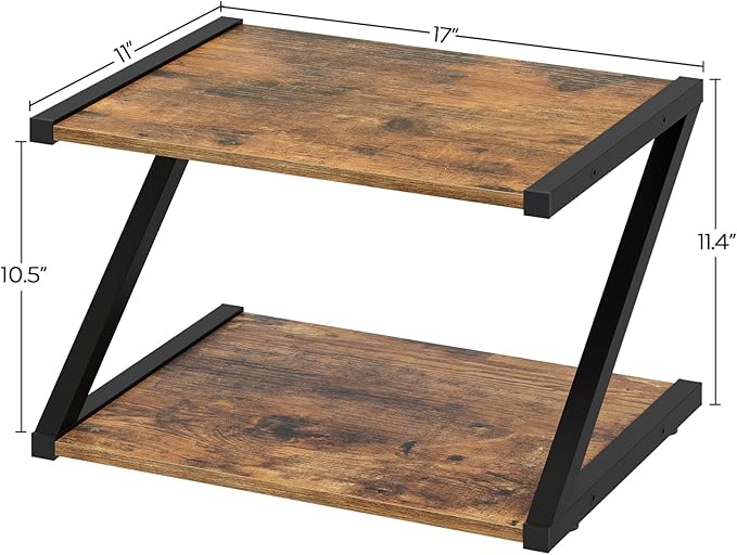 Desktop Printer Stand, 2-Tier Printer Table with Storage Shelf, Under Desk Printer Stand for Office, Open Organizer Shelf, Easy Assembly, Rustic Brown PS02BR