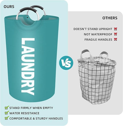 StorageRight 115L Large Laundry Basket, Laundry Hamper, Dirty Clothes Hamper for Laundry, Collapsible, Waterproof Laundry Baskets with Foam Protected Aluminum Handles for Laundry, Dorm, Family (Green)