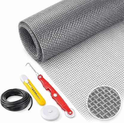 Window Screen Replacement Kit Width:36in Length:158 Fiberglass|Includes Full Set of Tools | Suitable for Windows, Screen Doors, and Courtyards | UV Resistant and Durable | Easy to Install