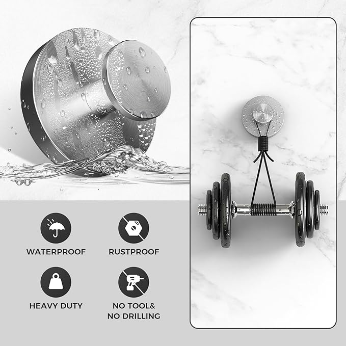 Shower Hooks for Inside Shower,Large Suction Cup Hooks for Glass Window,Removable Towel Hooks for Bathrooms,4 Packs(Silver)