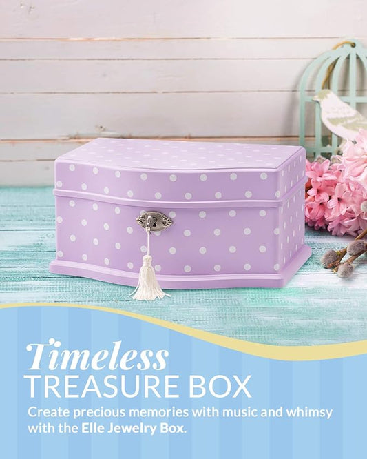 Elle Jewelry Box - Ballerina Jewelry Organizer and Swan Lake Wind-Up Music Box for Girls and Teens, Accessories and Keepsake Wooden Storage with Lock and Mirror, Charming Room Decor and Gift, Large