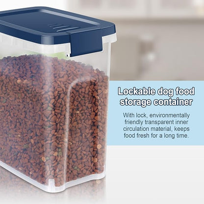 5-7Lbs Dog Cat Storage Container with Airtight Lids, With Locking Lids Plastic Bin PBA-Free for Pet food, Rice, Rice, Oatmeal, Bird Seeds, Flour, Dried Fruits, Easy to Carry and Clean-Cool Blue