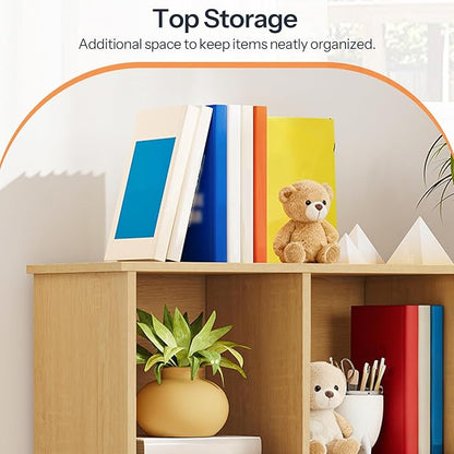 HOOBRO Toy Storage Organizer, Toy Organizers and Storage with 2 Movable Drawers and 5 Cubbies, Kids Bookshelf and Toy Storage for Books or Dolls, Toy Shelf for Playroom, Natural NL88CW01