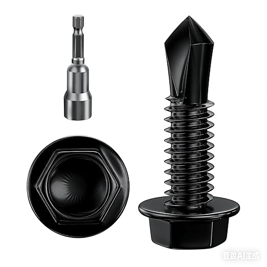 (400Pcs) #8×1/2" Black Hex Washer Head Self Drilling Screws, 410 Stainless Steel Metal SheetScrews，TEK Screws, Sheet Metal Self Tapping Screws