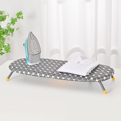 APEXCHASER Foldable Ironing Board, Tabletop Small Iron Board with Heat Resistant Covers, Portable Folding Mini Iron Table with Non-Slip Feet for Home, Laundry Rooms, Dorms, Travel Use, Yellow