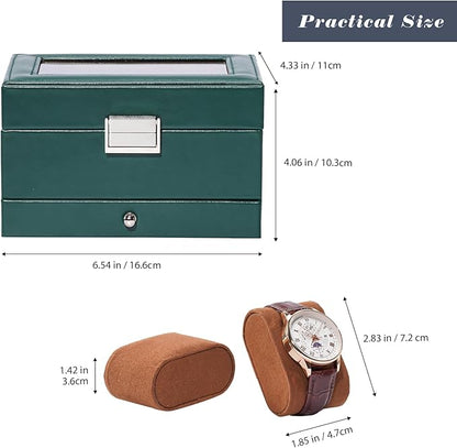 ProCase Watch Box, 3 Slot Watches Display Case with Drawer, Mens Watch Case with Glass Lid, 2-Layer Mens Jewelry Organizer Storage Holder, Birthday Valentine Gifts for Men-3 Slot, MidnightGreen