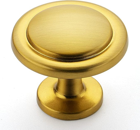 Ravinte 1 Pack 1-1/4 inch Kitchen Cabinet Knobs Brushed Brass Zinc Pulls Door Handles for Dresser Drawers