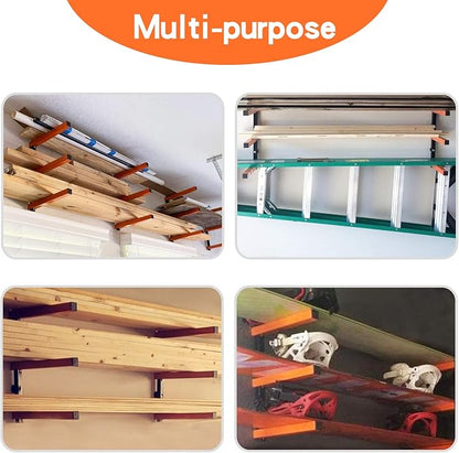Ultrawall Wall Mount Wood Organizer and Lumber Storage Metal Rack with 3-Level - Indoor & Outdoor Use, 2 Pack
