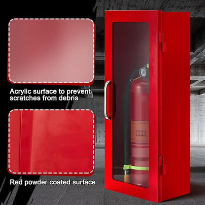 Zonon 4 Pcs Red Fire Extinguisher Cabinet Wall & Surface Mount 24-3/4 H x 10-1/4 W x 6-3/4 D Steel Fire Extinguisher Box Holder Case with Handle for Indoor Outdoor