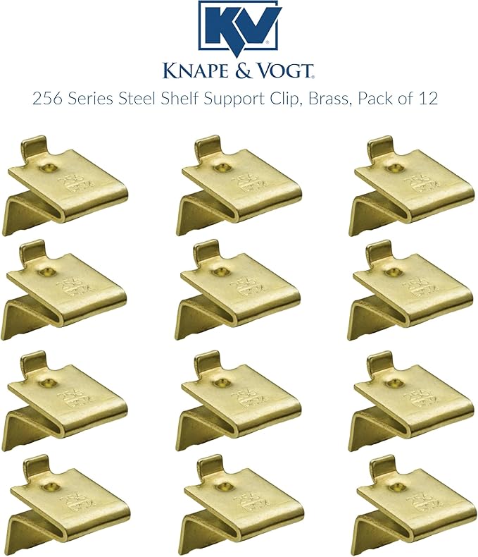 Knape & Vogt KV Shelf Support Clip Brass, Pack of 12