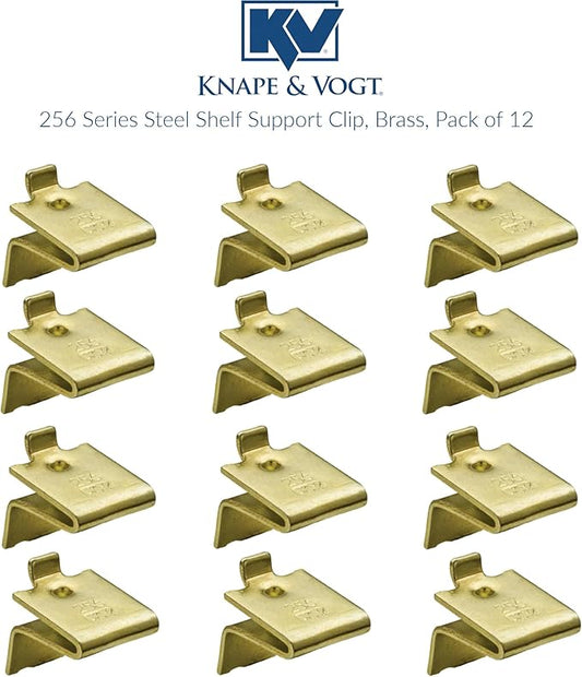 Knape & Vogt KV Shelf Support Clip Brass, Pack of 12