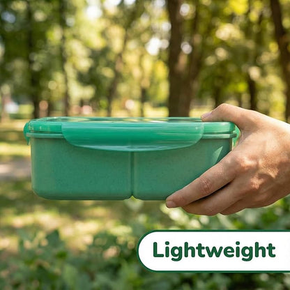 MISS BIG® Bento Box for Adults – Reusable Wheat Material Lunch Box with Compartments, Leak Proof Food Container for Meal Prep, Work & Home – Microwave & Dishwasher Safe Adult Lunch box(1900ml Green)