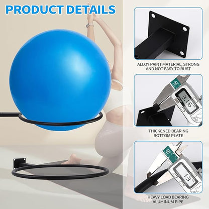 Black Yoga Ball Holder, Exercise Ball Storage Ball Holder Wall Mount Stability Ball Holder for Home and Yoga Studios or Commercial Gyms,Acts as a Yoga Ball Holder. Set of 2.