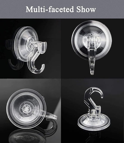 Quntis Wreath Hanger 6 Pack - Clear Plastic Suction Cup Hooks, Reusable, Waterproof Vacuum Suction Hooks for Shower Wall, Window, Towel, Loofah, Soap Bag, Christmas Decor
