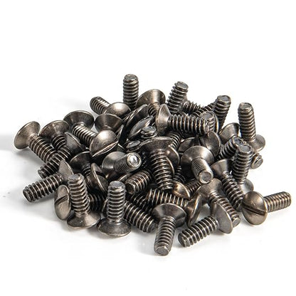 Henne Bery 3/8" Long 6-32 Thread, Oval Head Milled Slot Replacement Wall Plate Screws, 50 Pack, Heirloom Silver/Antique Nickel