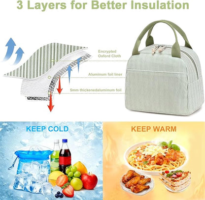 Bluboon Lunch Bag for Women Men Cute Corduroy Lunch Tote Bags Reusable Insulated Lunch Box Large Capacity Reusable Insulated Cooler for Work Picnic or Travel