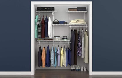 ClosetMaid ShelfTrack Wire Closet Organizer System, Adjustable from 4 to 6 Ft., with Shelves, Clothes Rods, Hardware, Durable Steel, White
