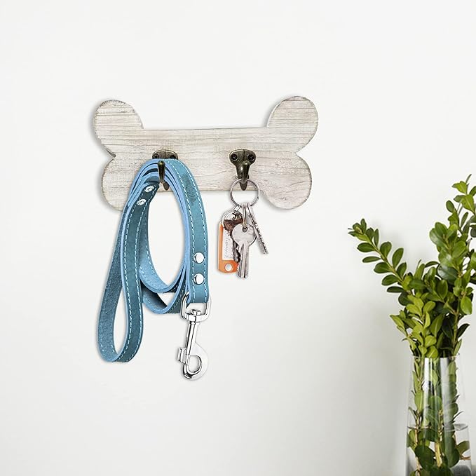 Vintage Style Dog Bone Hook Wall Mounted Coat Rack Rustic Wall Hanging Leash Holder