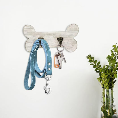 Vintage Style Dog Bone Hook Wall Mounted Coat Rack Rustic Wall Hanging Leash Holder