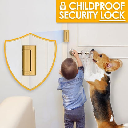 Home Security Door Reinforcement Lock – Heavy-Duty Metal Door Lock for Front Door, Childproof Safety Latch for Kids Safety, Extra Flip Top Lock Withstands 800 lbs, Interior Deadbolt Guard Home Safety