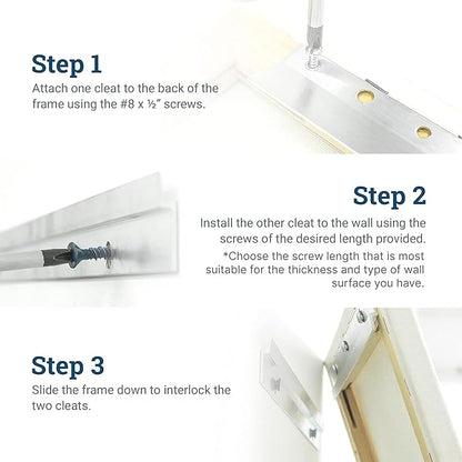 PHS Light French Cleat Hanger - 12 Inch Heavy Duty Picture Hangers - Supports 100 lbs - Heavy Mirror Hanging Kit with Screws and Anchors - Mirror Holders for Wall Mounting & Z Clips for Hanging
