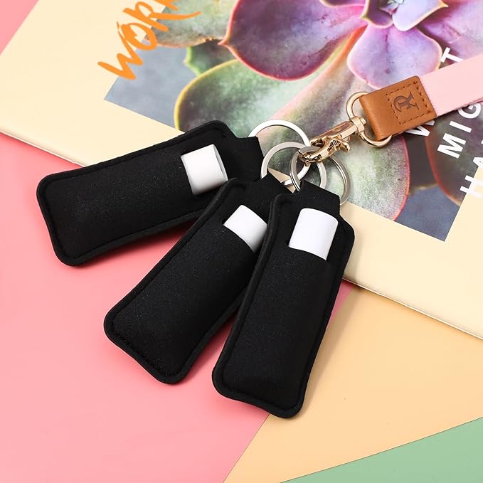 COOKOOKY Chapstick Holder Keychain Cute Lip Balm Keychain Holder with Clip