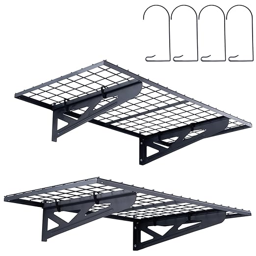 VEVOR Heavy Duty Wall Mounted Shelves, 2 x 4 ft, 2 Pack, 502 lbs Load Capacity, Suitable for Shop, Shed, Garage Storage
