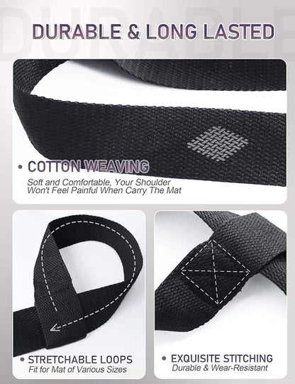 MRZZATA Yoga Mat Carrier Strap - Adjustable Thick and Wide Strap for Carrying Mat or Stretching, Black