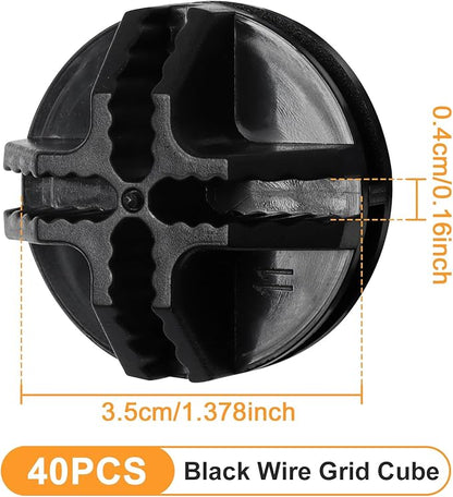 40 Pieces Plastic Storage Cube Connectors Wire Cube Connectors for Modular Closet Storage Organizer and Wire Grid Cube Storage Shelving(Black)