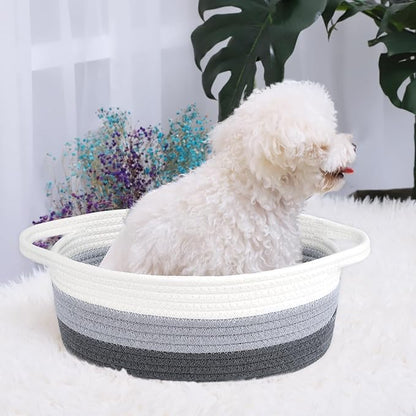 ABenkle Small Basket with Gift Bags and Ribbons, Empty Gift Baskets for Mother's Day, Decorative Boho Rope Woven Nursery Storage Organizer Toy Baskets with Handle for Baby Showers, 12"X 8" X 5"