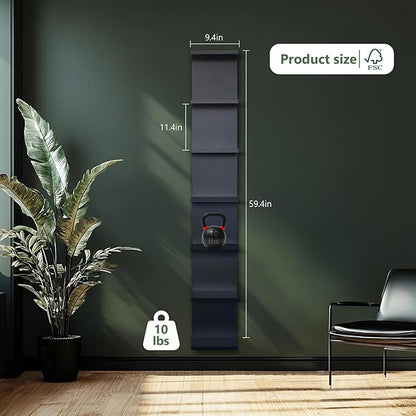 7-Tier Wall Shelf with 3 LED Lighting Modes, Multifunctional Wall Mounted Vertical Lack Shelf with Remote Control for Bedroom Living Room Vanity, Black