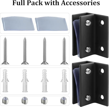 Alise Glass Shelf Brackets Black,Adjustable Shower Glass Clamps, Heavy Duty Clamp Holder, SUS304 Stainless Steel Brackets for 8-12mm Wood/Glass Shelves and Wall-to-Glass Connection,2 Pcs
