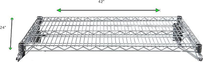 Heavy Duty Chrome Wire Storage Wall Shelf (24" x 42")