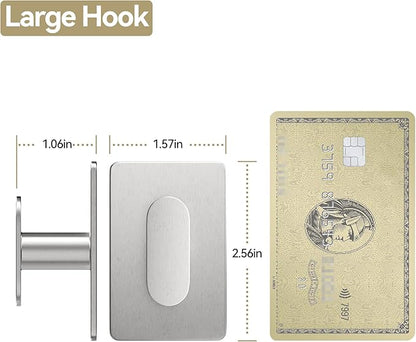 pickpiff Adhesive Towel Hooks for Bathroom: 20LB Extra Strong Wall Hanger for Shower Kitchen RV Dorm Apartment, Silver 8 Pack