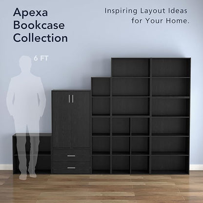 Homes: Inside + Out Apexa 3-Cube Storage Organizer Shelves, Stackable Wood Bookcase Fits Cubby Bins for Organization, Dorm Teen Room Decor & Home Office, Black