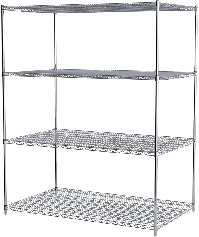Akro-Mils AWP74UPRIGHT 74-Inch NSF Certified Industrial Grade Chrome Wire Shelf System Upright Leg Post Poles, (4 Pack), Silver