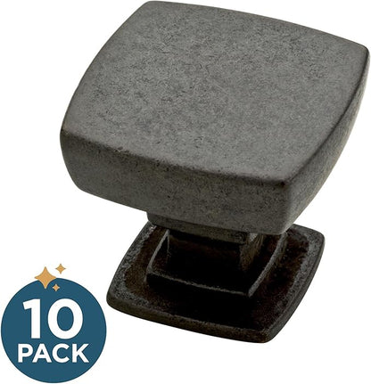 Franklin Brass (10-Pack) – Soft Iron Cabinet Knobs for Dressers, Drawers, Kitchen Cabinet Door, Vanity, Furniture, Closet Knobs, 1-1/8 Inch Square | Webber