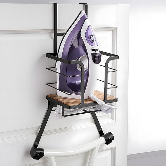 Over the Door Ironing Board Holder - Iron Board Hanger Wall Mount Ironing Board Storage with T/Y Shape Design for Space Saving, No Drilling