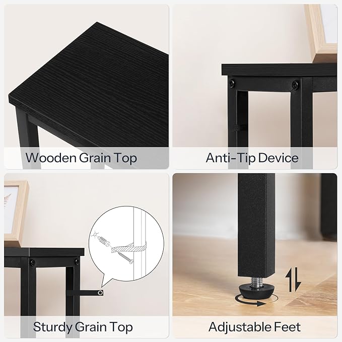 HOOBRO Narrow Console Table with Power Outlets, 44.9 Inches Sofa Table, Slim Behind Couch Table, Entryway Table with Display Shelf, for Living Room, Foyer, Hallway, Black BB114UXG01