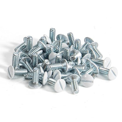 Henne Bery 3/8" Long 6-32 Thread, Oval Head Milled Slot Replacement Wall Plate Screws, 50 Pack, White