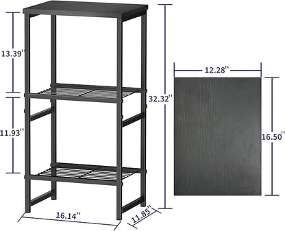 3 Tier Metal Printer Stand Shelf, Black Side Table for Printer, Fax Marchine